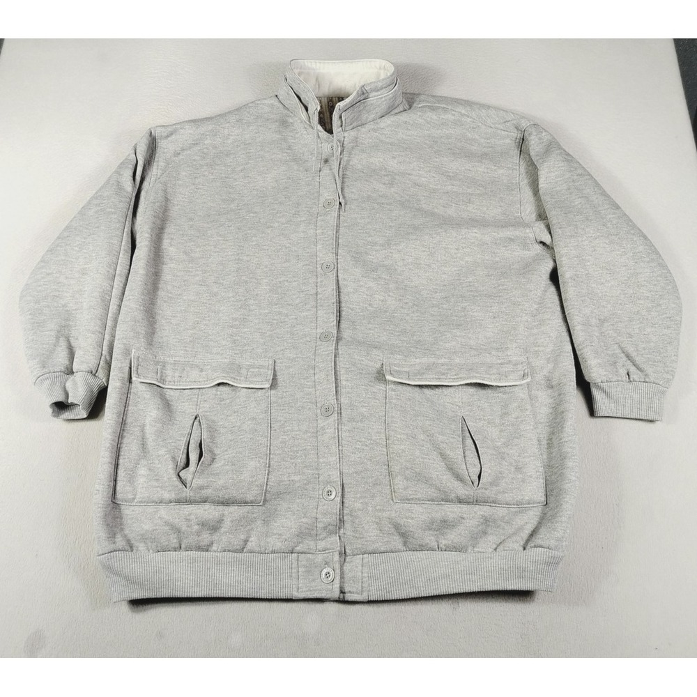 Vintage Rock Creek Jacket Womens 20W Plus Gray Knit Lined Button Front Pockets